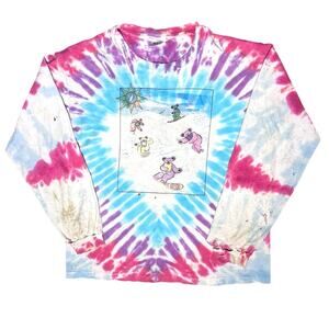 Grateful Dead 90s Peter Forsythe Ski Bear Tie Dye Longsleeve T-Shirt Thrashed XL